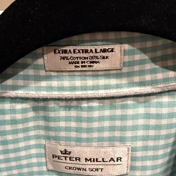 Peter Millar Turquoise Checkered Button Down Shirt - Picture 2 of 5